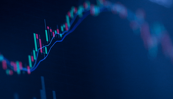 Economics data and stock exchange market graph on LED screen