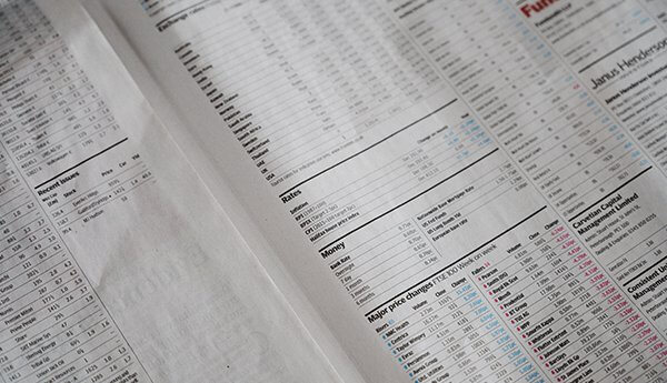 Stocks and share market newspaper