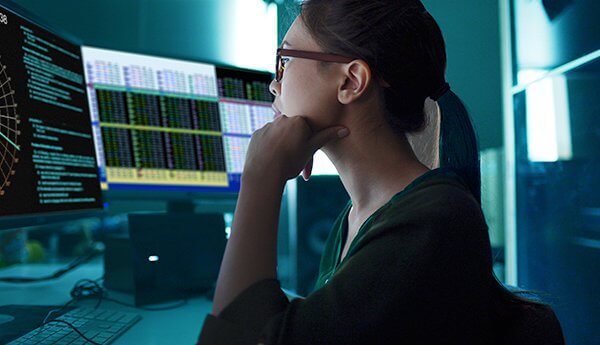 Person looking at computer